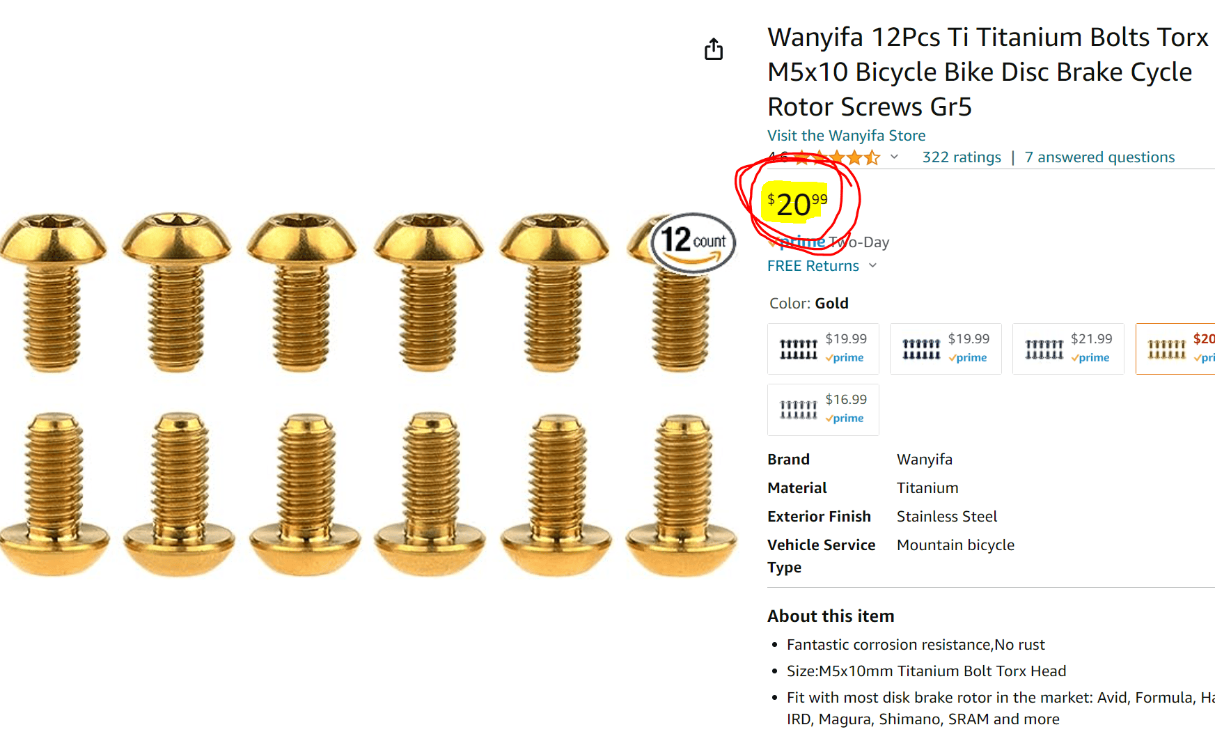 Titanium Brake Rotor Bolts (12 pack) image 3