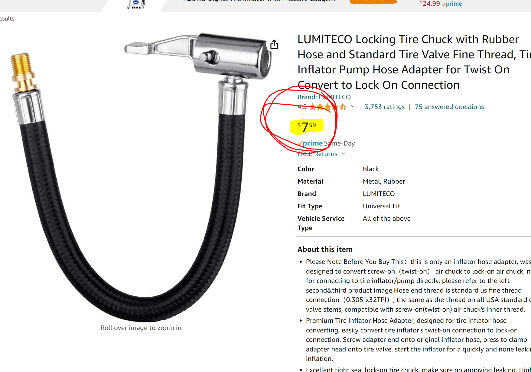 Quick Release Tire Pump Extender image 2
