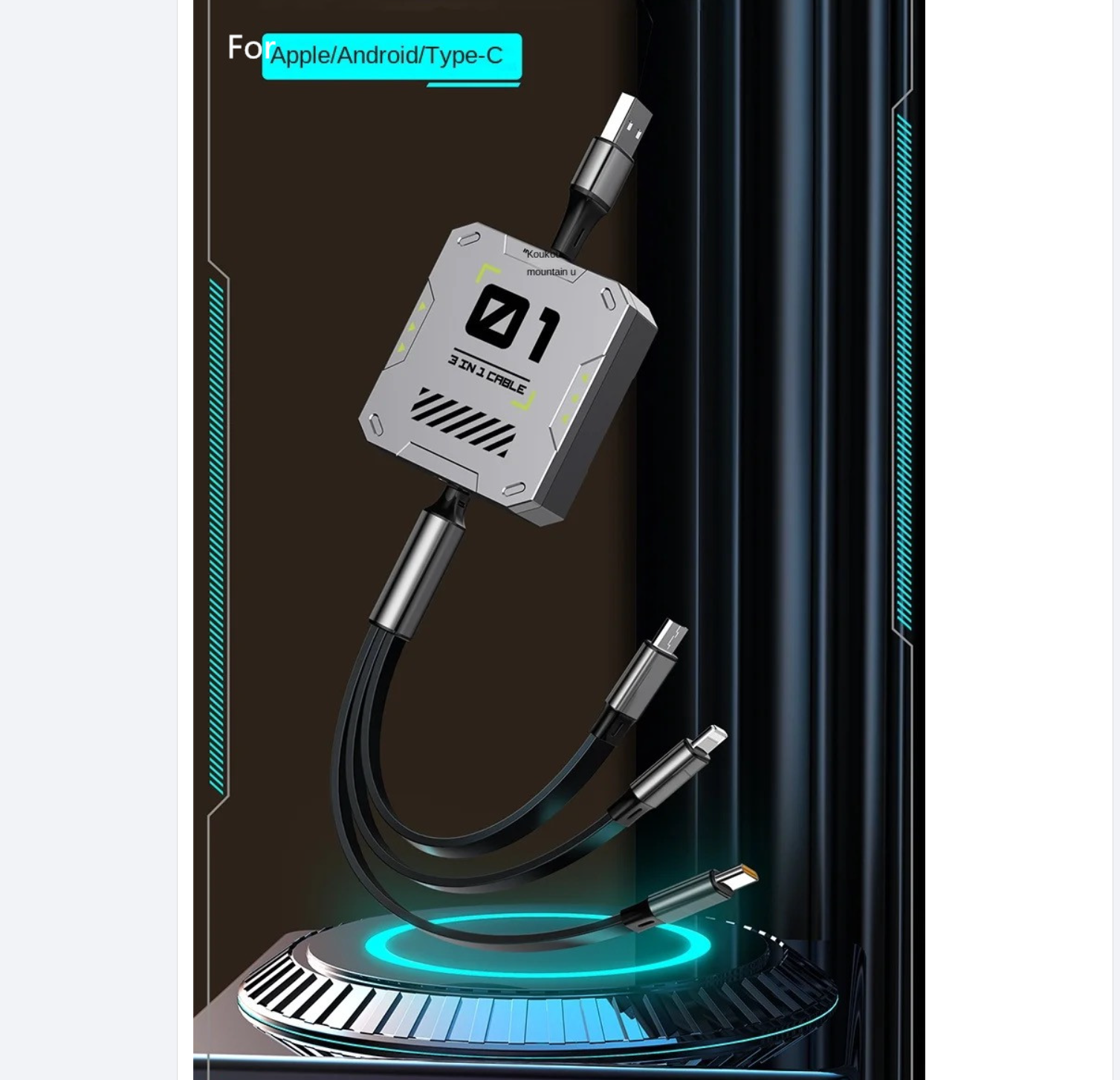 Retractable High Speed 3-in-1 USB cable (2 pack) image 4