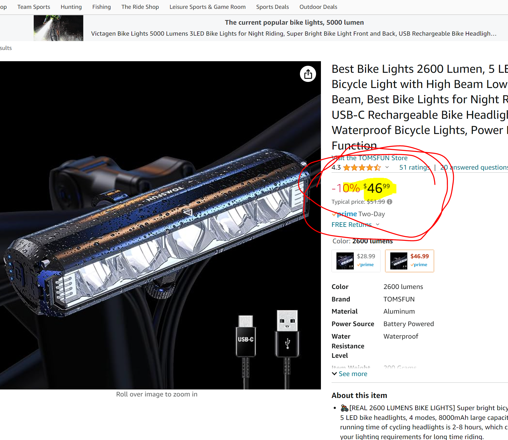 Fire Light L3250W Handlebar Light image 5