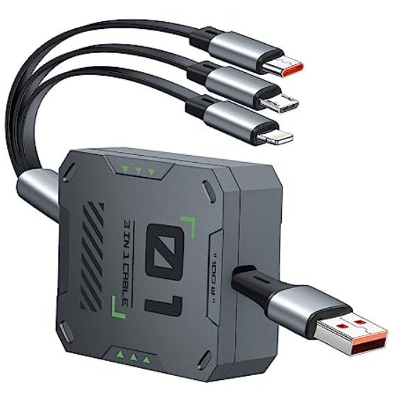 Retractable High Speed 3-in-1 USB cable (2 pack) image 0