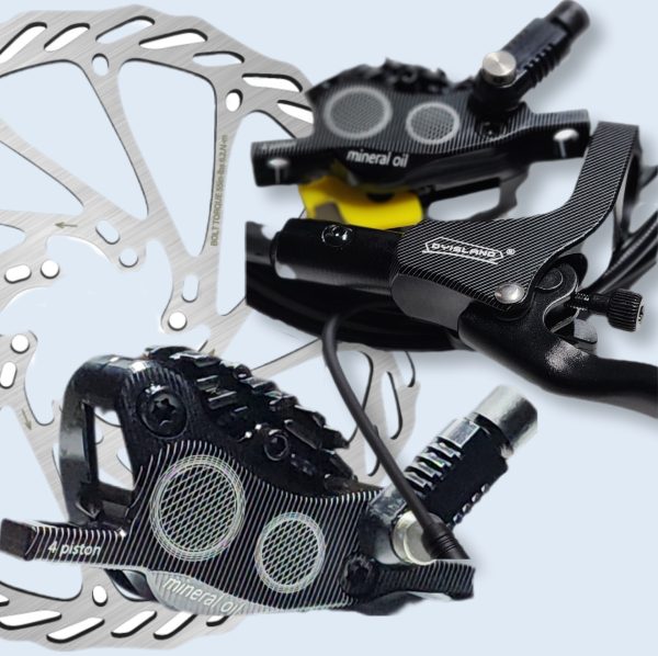 quad piston brakes for electric scooters