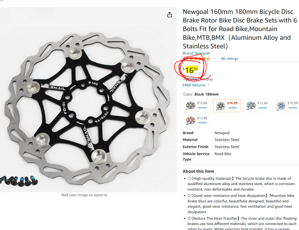 160mm Ultra Lightweight Floating Brake Rotor Set - Image 4