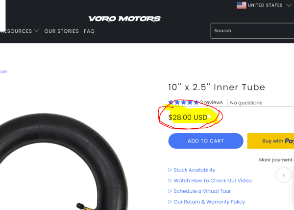 10" x 2.5" HOTA Electric Scooter Inner Tube (2 pack) - Image 3